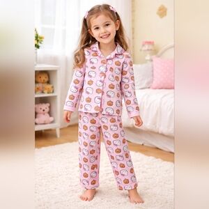 Hello Kitty Halloween Pajama Set Kids Pink Printed 2 Piece Sleepwear Sizes 2T 3T
